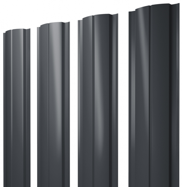 Евроштакетник двусторонний Slim 0,45мм 100 х 2000мм RAL7024 темно-серый