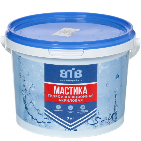 Мастика ВТВ, акриловая, гидроизоляционная, 3 кг